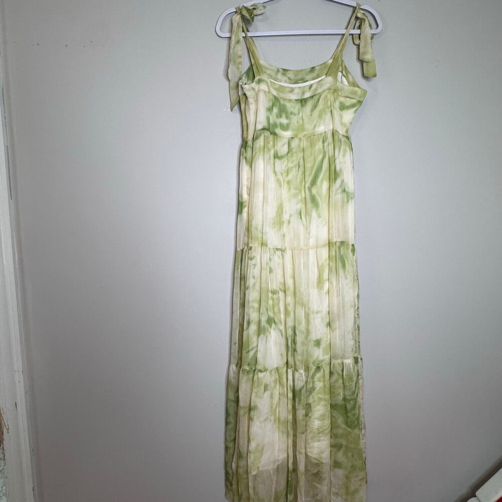 Line & Dot Sleeveless Palm Chiffon Maxi Dress Lime Green Women’s Small - Picture 6 of 9